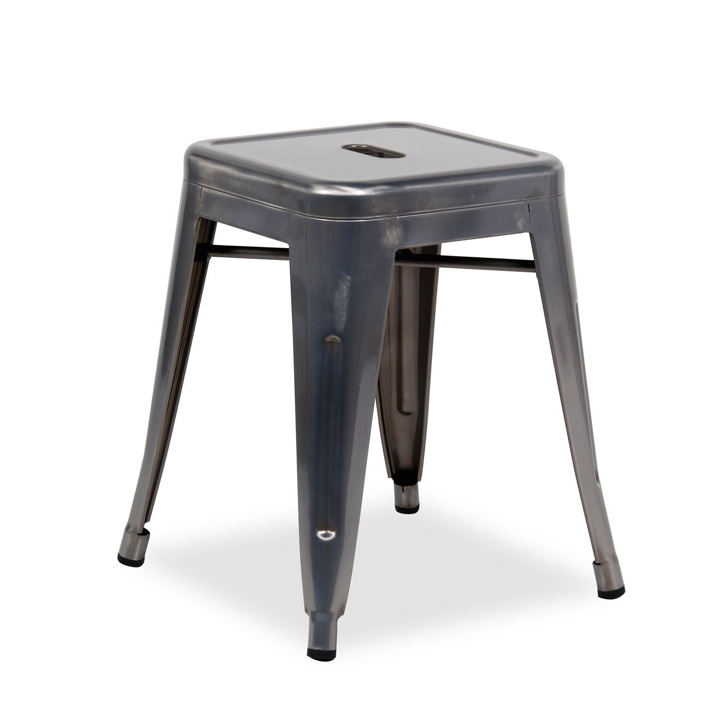 Nicer Furniture ™ Set of 4- Tolix Style Backless Metal Industrial Stack Stool 18" High- Metallica Cafe Stool- Gunmetal