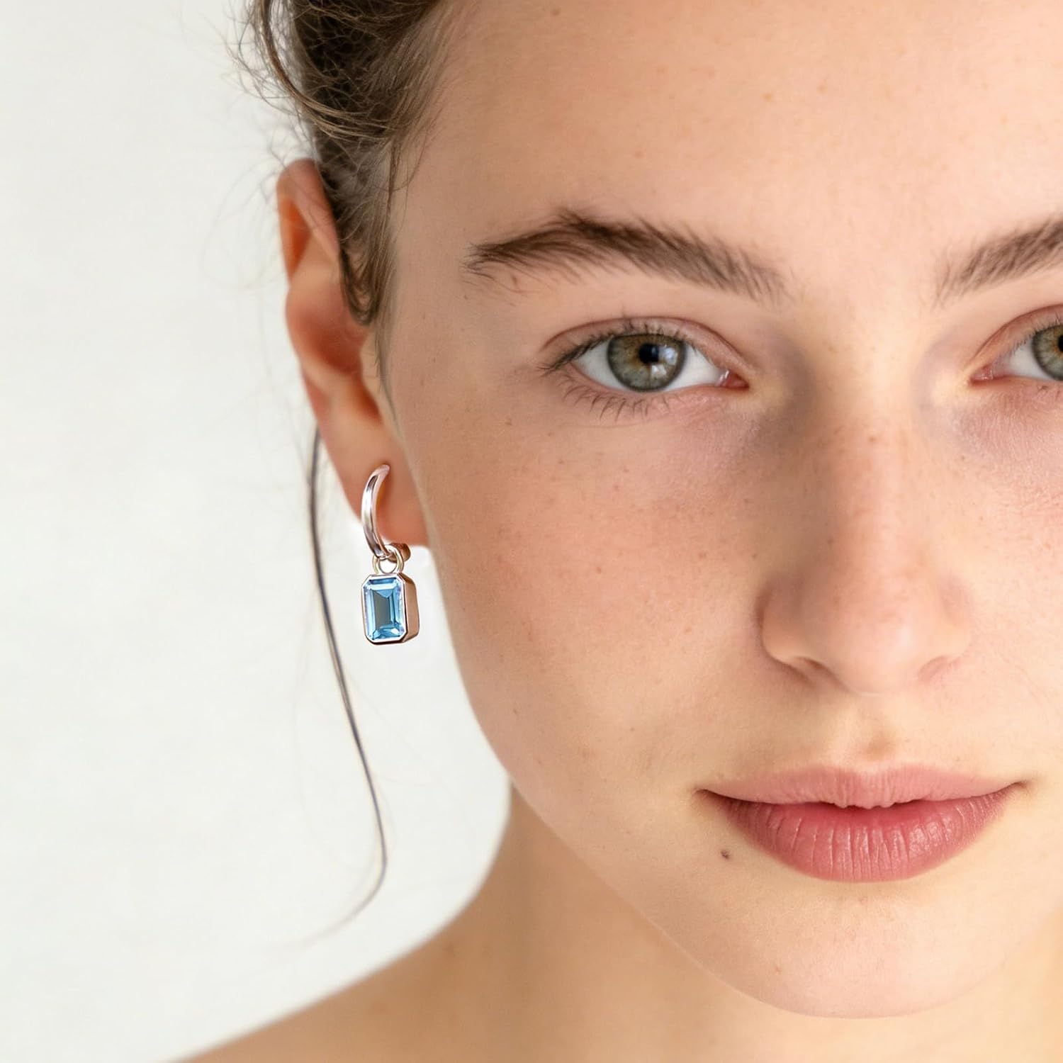 Natural Amethyst Rectangle Huggie Hoop Dangle Earrings, 925 Sterling Silver Gold Jewelry Women