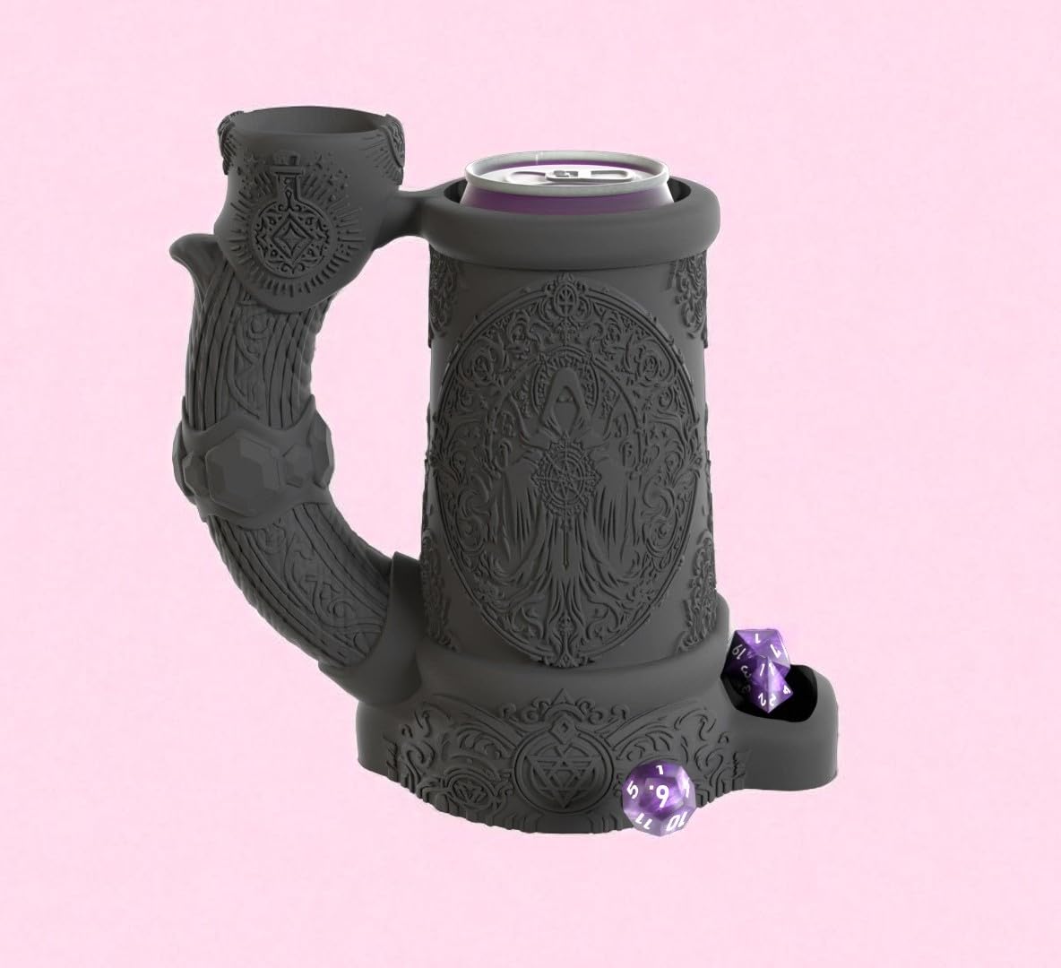 Dark Sorcerer Can Cozy Dice Tower, rullo di dadi e porta bevande, regalo di ruolo da tavolo con Dungeons and Dragons, accessorio da tavolo per giochi di ruolo, decorazione dungeon master, tazza gotica