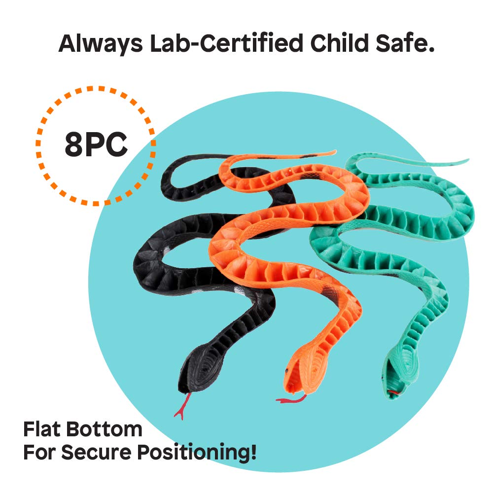 Boley Giant Snakes 8 Pack 18" Long Realistic Rubber Fake Snake Toy