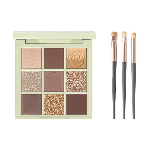 Paleta de sombras de ojos de 9 colores, mate y brillante, tono terroso, purpurina de larga duración, estilo británico de té con 3 pinceles, Earl Gray