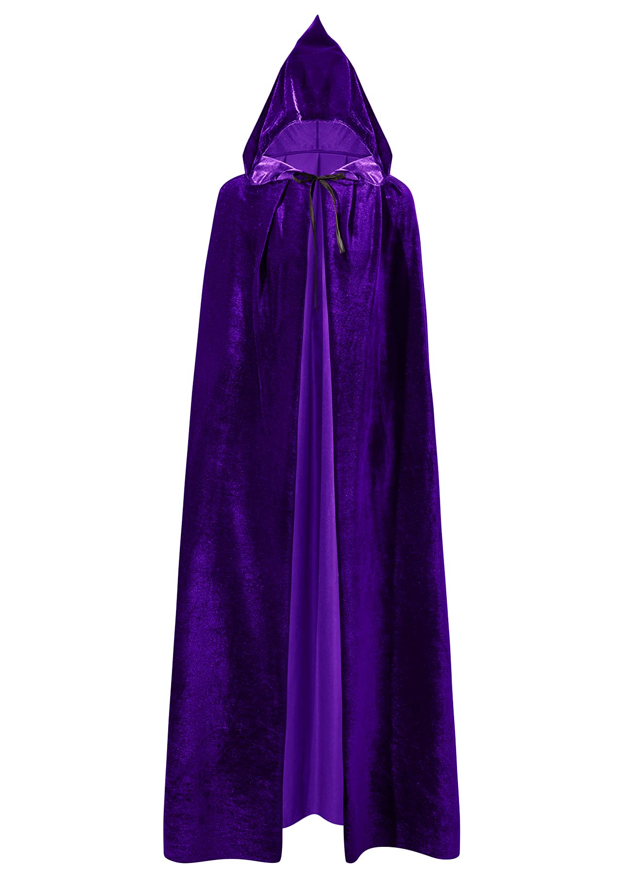 QUCH Hooded Cloak Unisex Cape Cloak with Hood for Men and Womens Witch Cloak Vampire Cape Halloween Christmas Costume, Purple, Medium