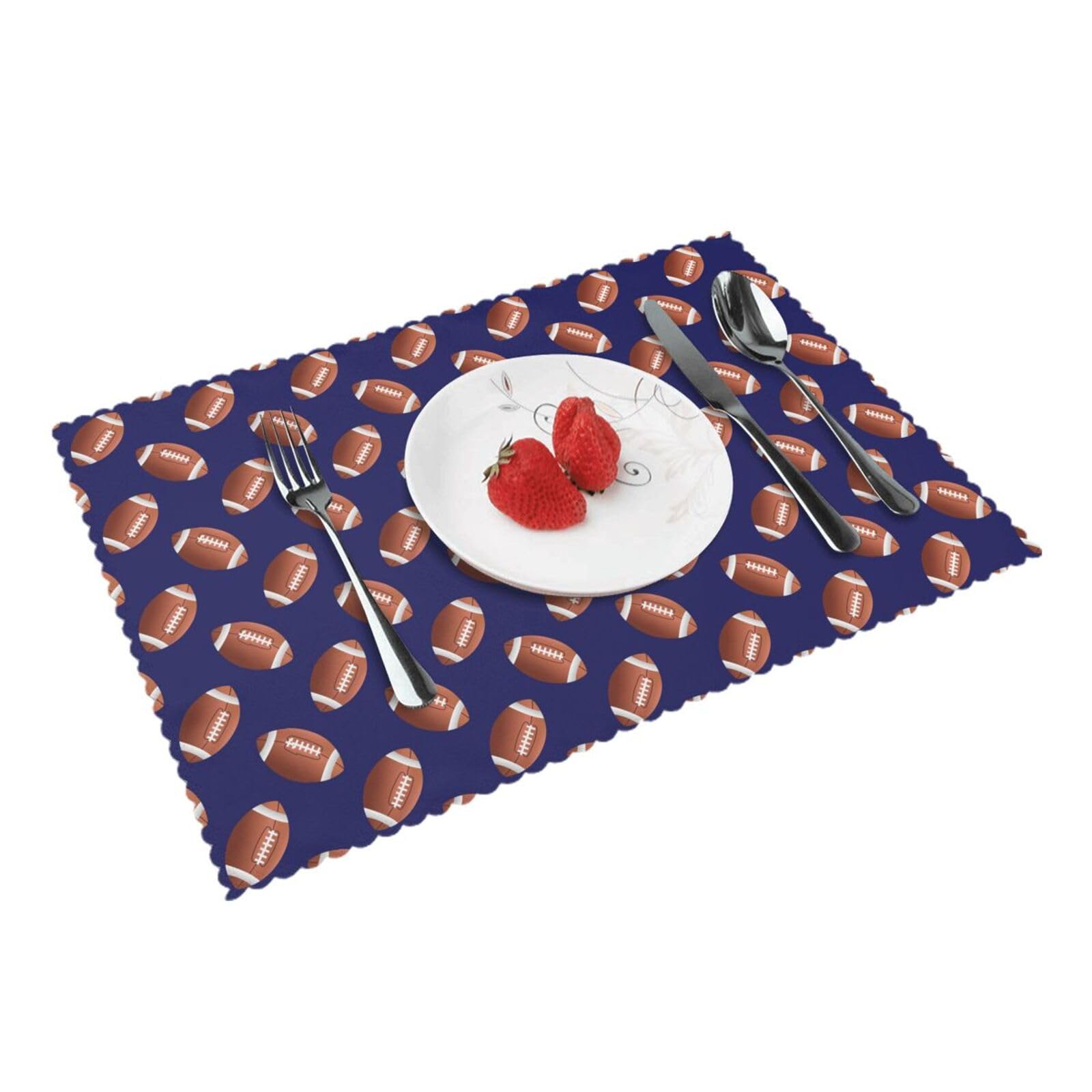 Navy Football American Placemats Set of 4 Print Table Mats Place Mats Table Decor for Kitchen Dining 12X18 in
