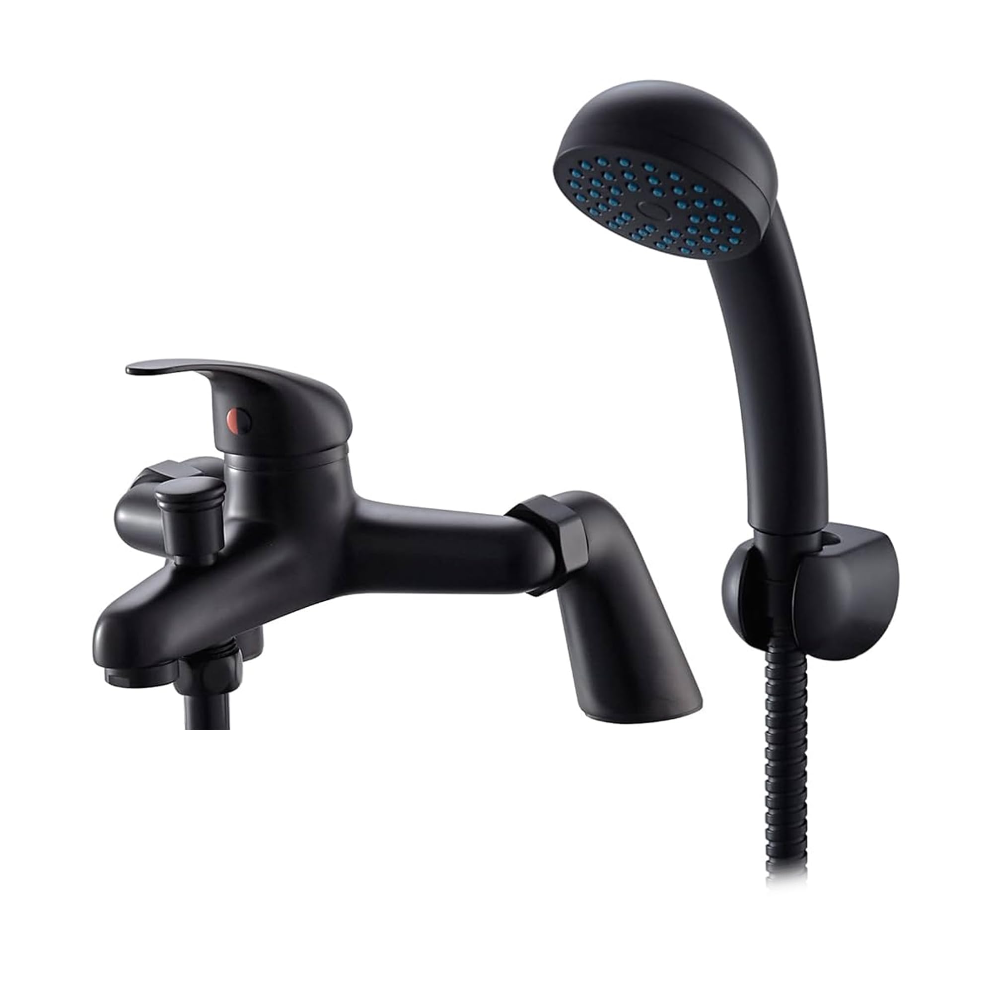 EVOLVE - Modern Matt Black Bath Filler Shower Mixer Tap with Multi Mode Shower Head, Adjustable Manual Hot and Cold Mixer and Adjustable Water Pressure