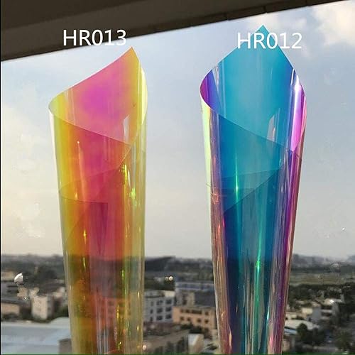HOHOFILM Película holográfica de color arcoíris para ventana, autoadhesiva, iridiscente, para decoración de edificios del hogar, 54 x 33 pies
