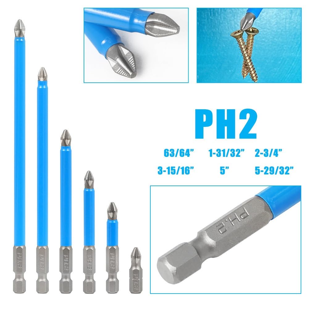 Set 1-10 Inserti per Cacciavite a Croce PH2, Magnetici, Acciaio S2 Antiscivolo per Avvitatore a Impulsi, Attacco 1/4 Pollici per Trapano Elettrico e Fai da Te(10-piecesetof127L)