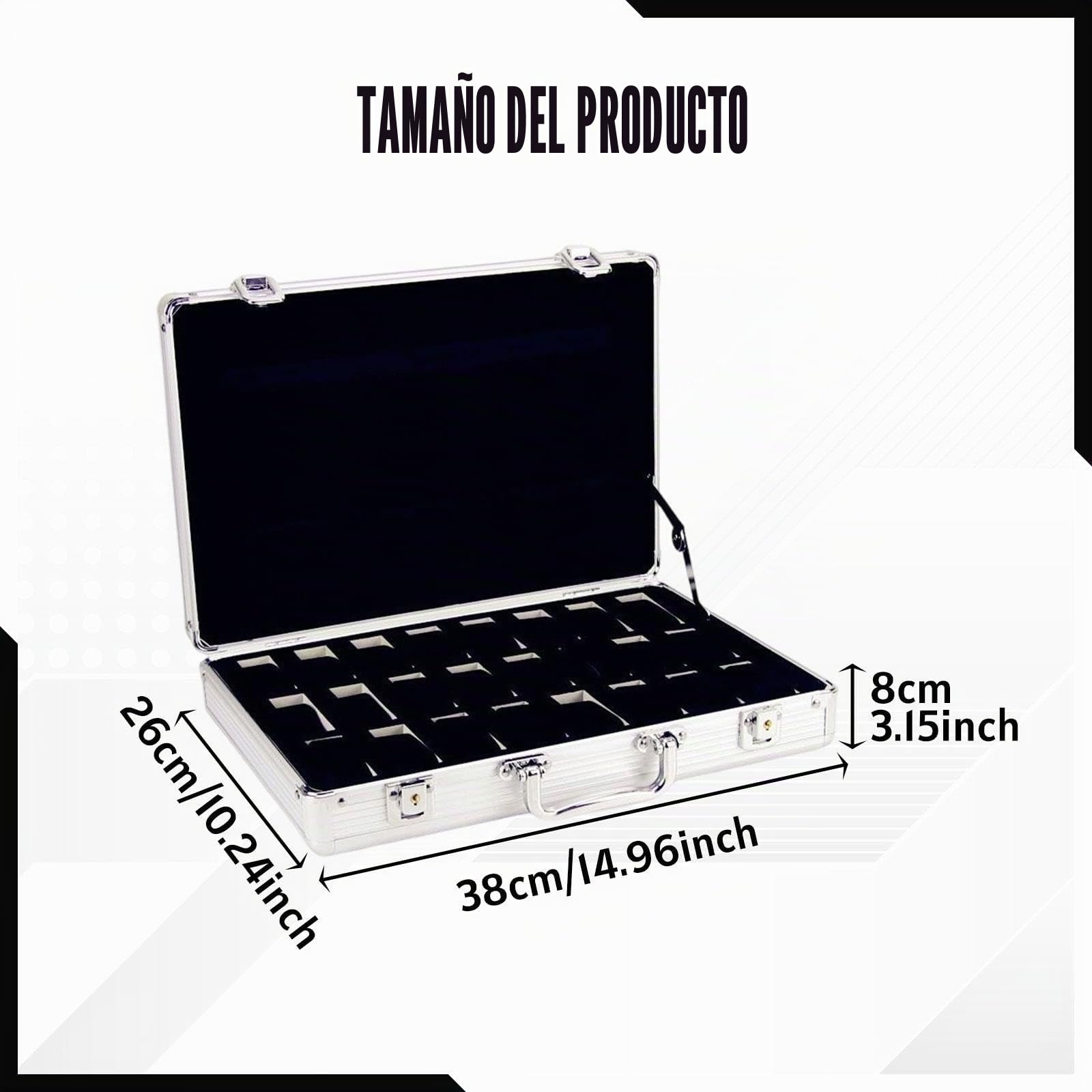 Maletín para Relojes Caja de Aluminio Organizador Portátil con Espacios Separados Y Protección Contra Rayones Adecuado para Viajes Coleccionistas