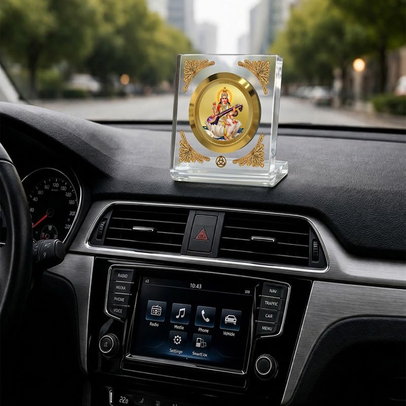 Image of DIVINITI 24K Gold Plated Religious Car Dashboard Frame | Premium God Idol Frame for Car, Home Mandir & Office Table | Spiritual Gift, Decorative Showpiece