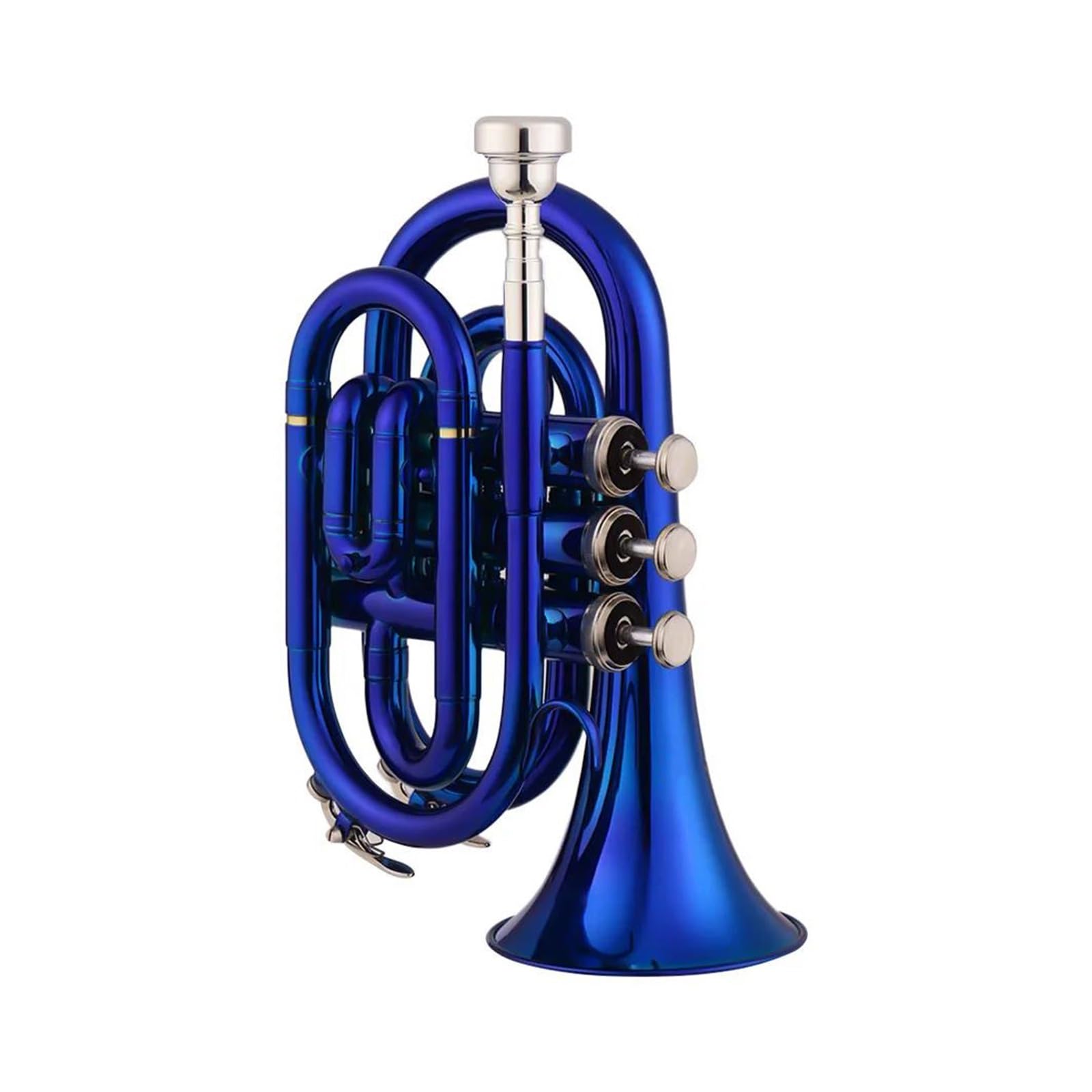 Trąbki Trąbka Kieszonkowa Bb, Płaski Instrument Dęty Z Mosiądzu Z Ustnikiem, Futerał Do Przenoszenia Akcesoriów (Color : Blue)