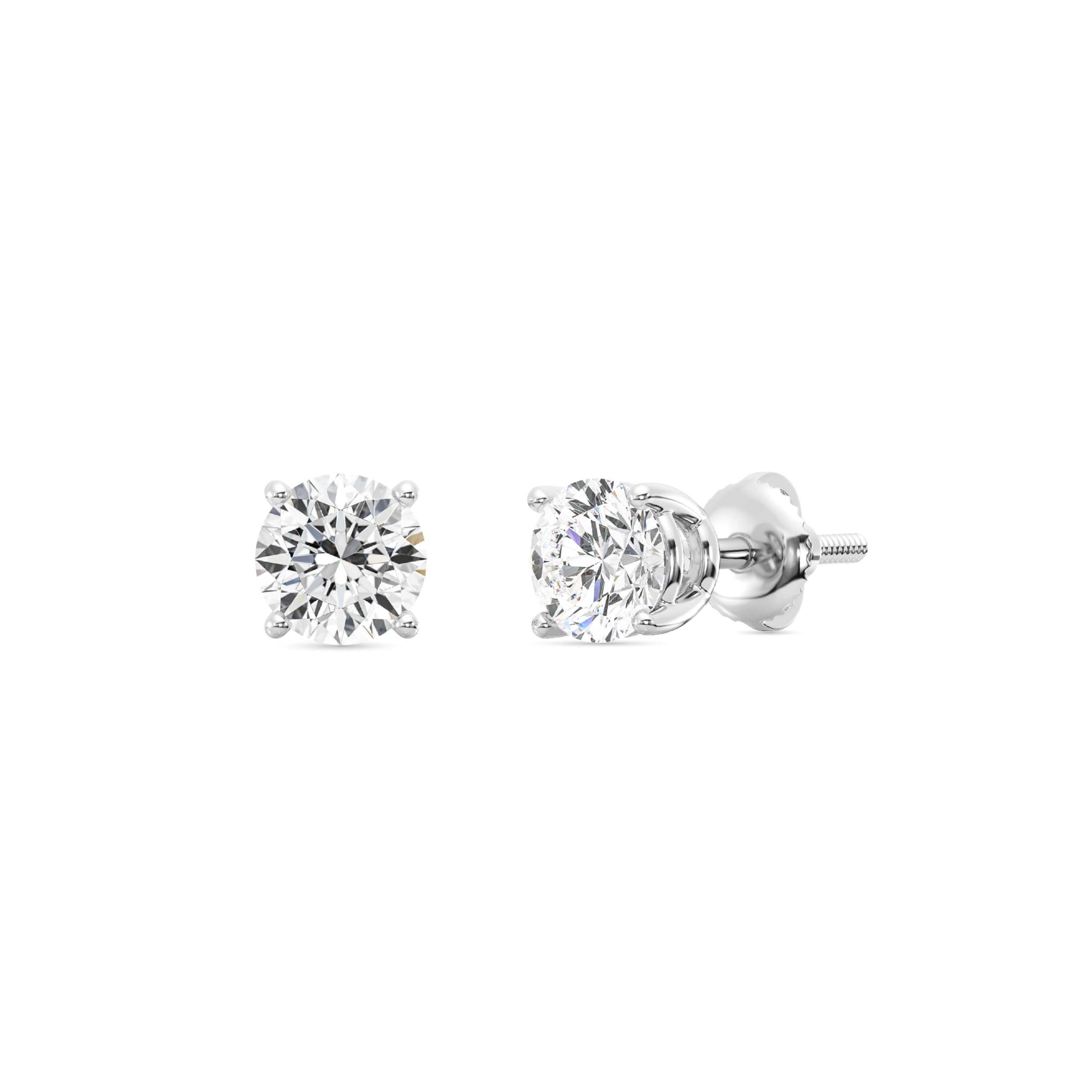Gilded IGI Certified Lab-Grown Diamond 14KT White Gold and Yellow Gold Stud Earrings for Women| Hypoallergenic Fine Gold Jewelry | 4-Prong Basket,