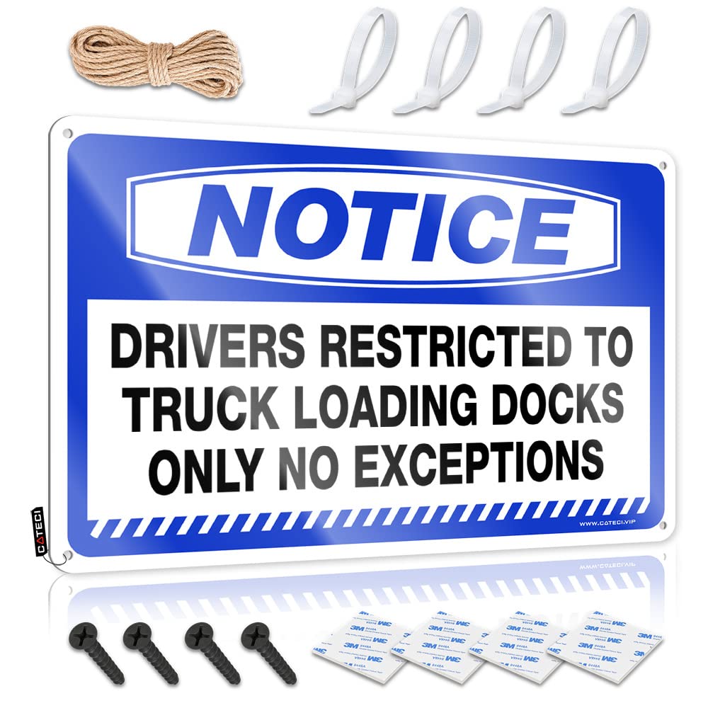 HELIOFORGE Warning Signs For Bedroom Notice Drivers Restricted To Truck Loading Docks Only No Exceptions Tin Sign Cave Door Sign Vintage Tin Signs Funny(20X30CM)