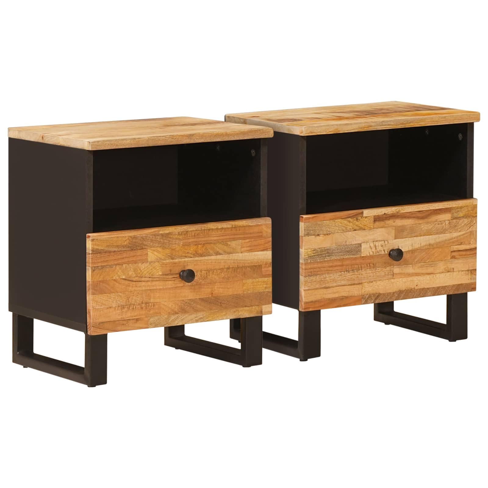 Lot de 2 chevets en bois de mangue massif marron de haute qualité pour salon et chambre