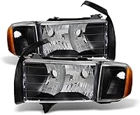 Vista 1 de ACANII - Para 1999 2000 2001 Dodge Ram 1500 Sport Modelo Negro Faros con Luces de Esquina Par Izquierdo+Derecha
