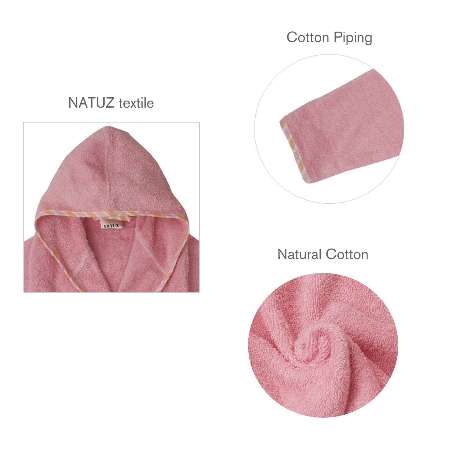 Kids Bathrobe Hooded Cover up Cotton Towel Soft Touch Baby Robe 4-6T Absorbent Toddler Gown Bath Robe Child Girl Sleepwear Homewear Beach Pool Robe Pajamas Long Sleeve