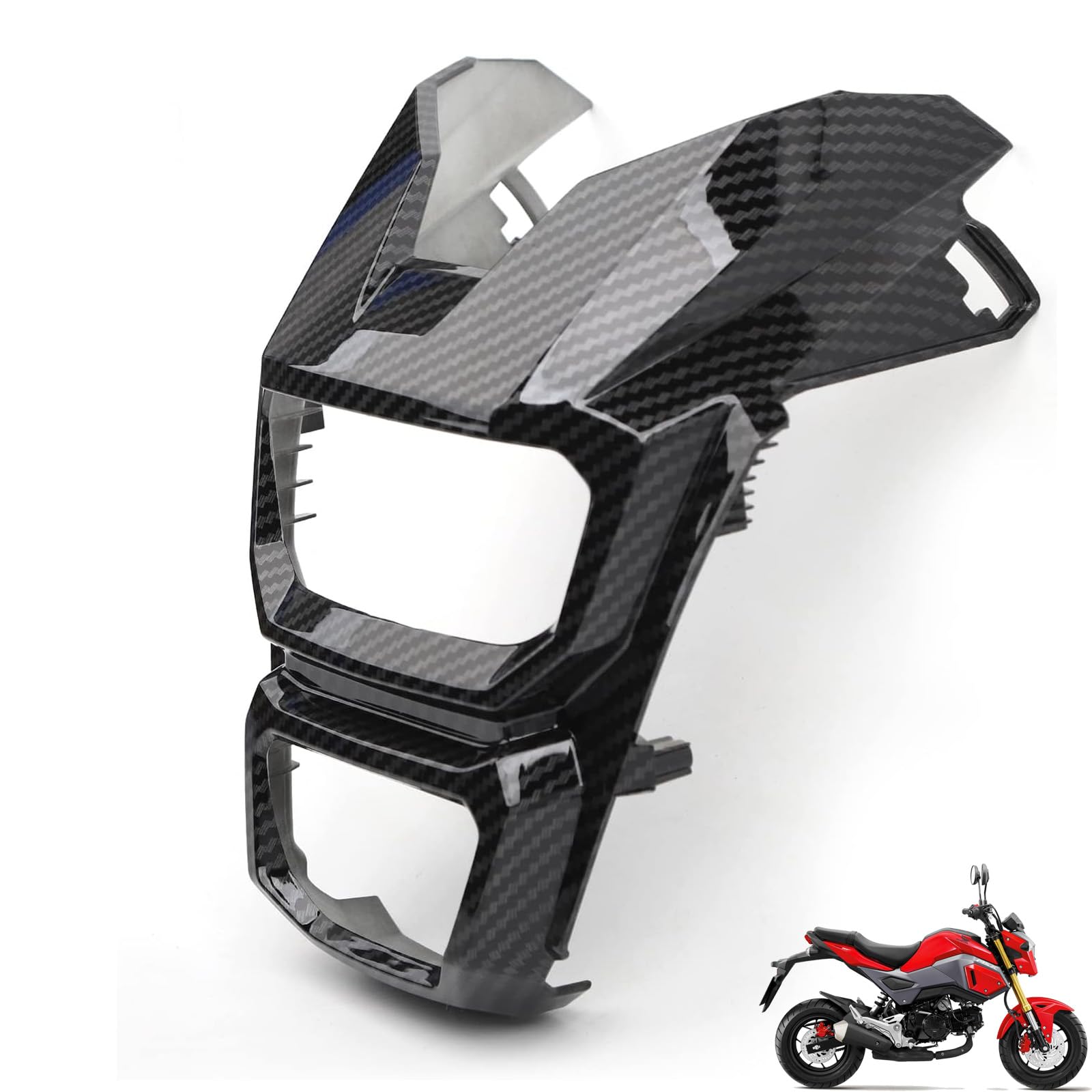 Mokuo Motorcycle Headlight Cover Carbon Fibre Fit for 2016-2020 Honda Grom msx125 Fairing Kit Parts