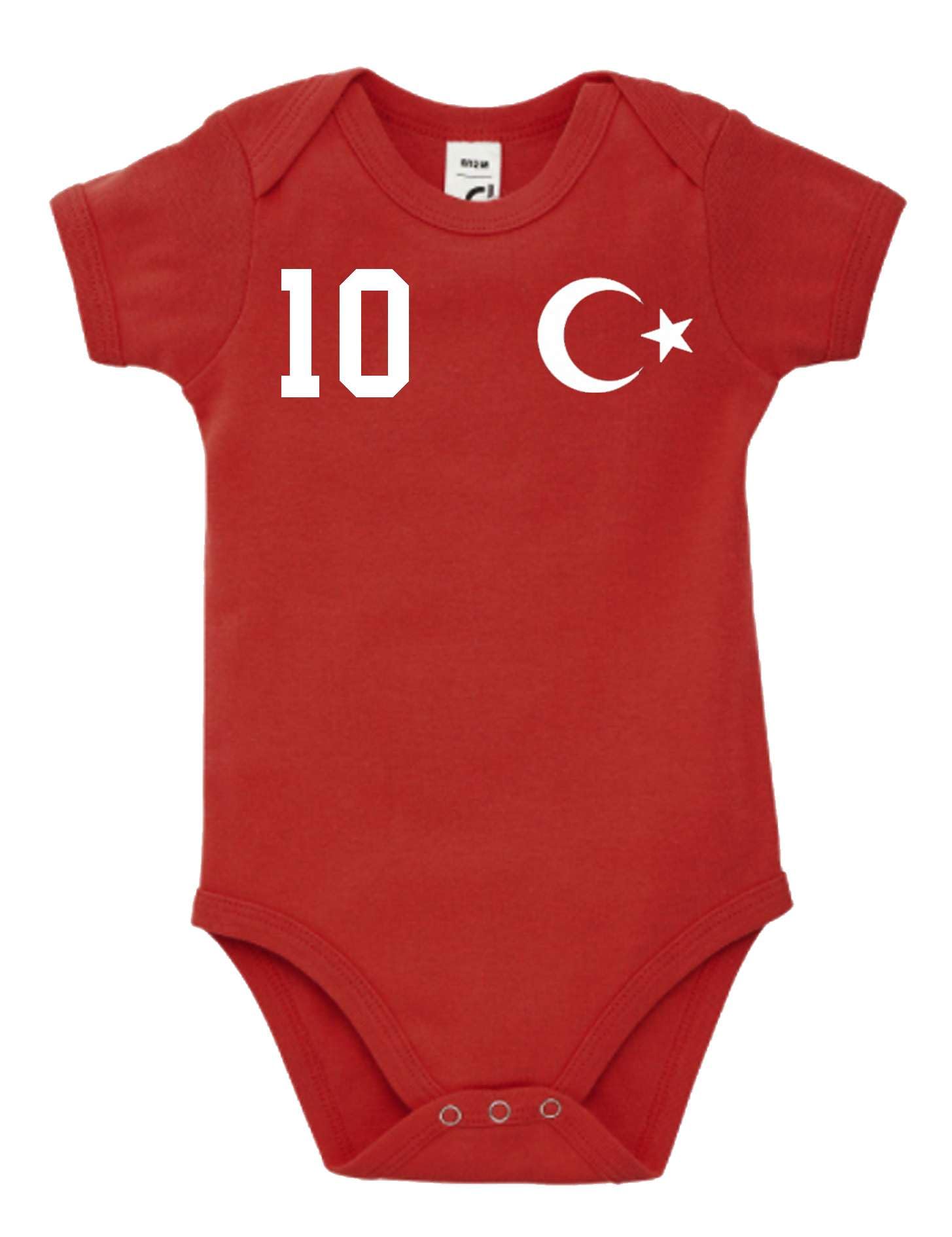 Kinder Baby Strampler Shirt Türkei Türkiye mit Wunschname + Nummer