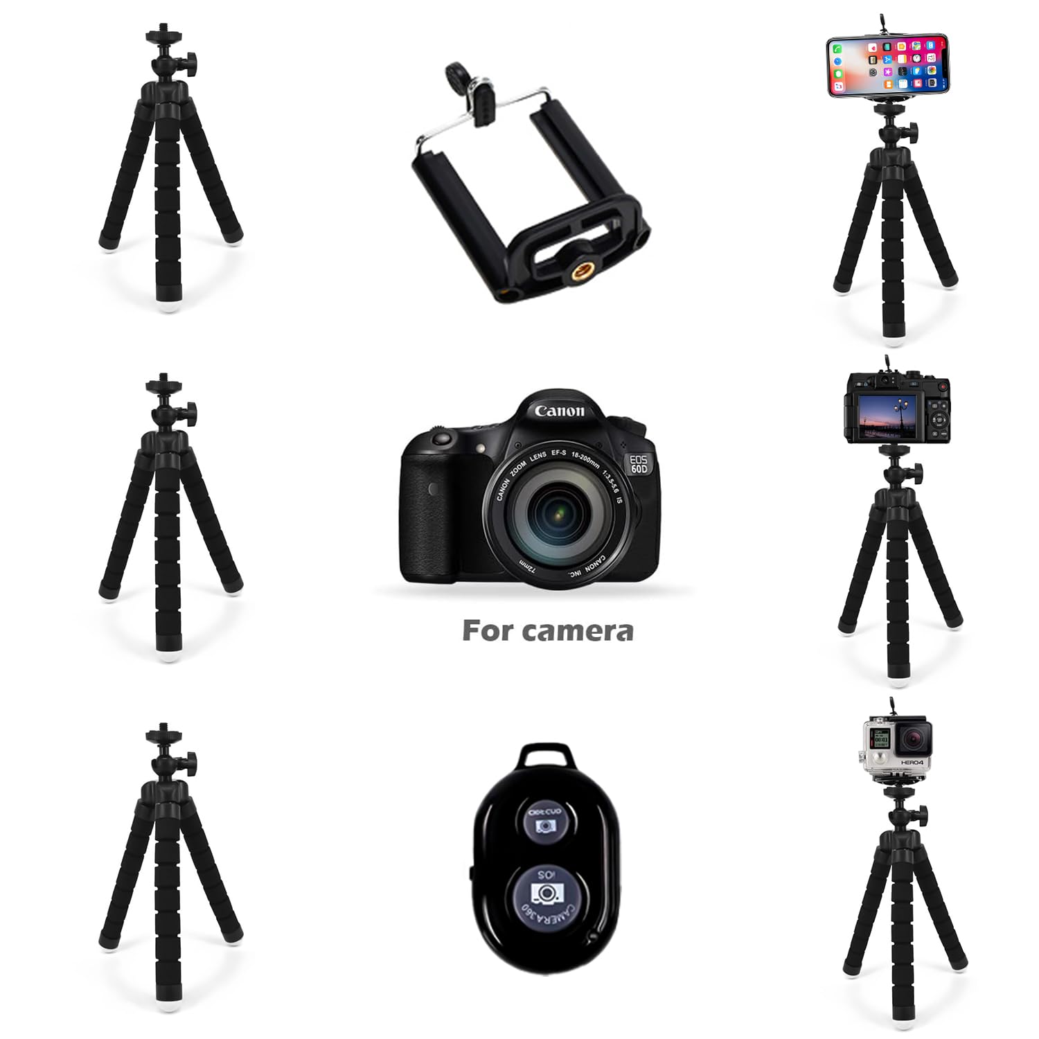 Treppiede Per Smartphone Con Telecomando - Cavalletto Regolabile 360°, Compatibile Con IPhone E Android - Foto 4