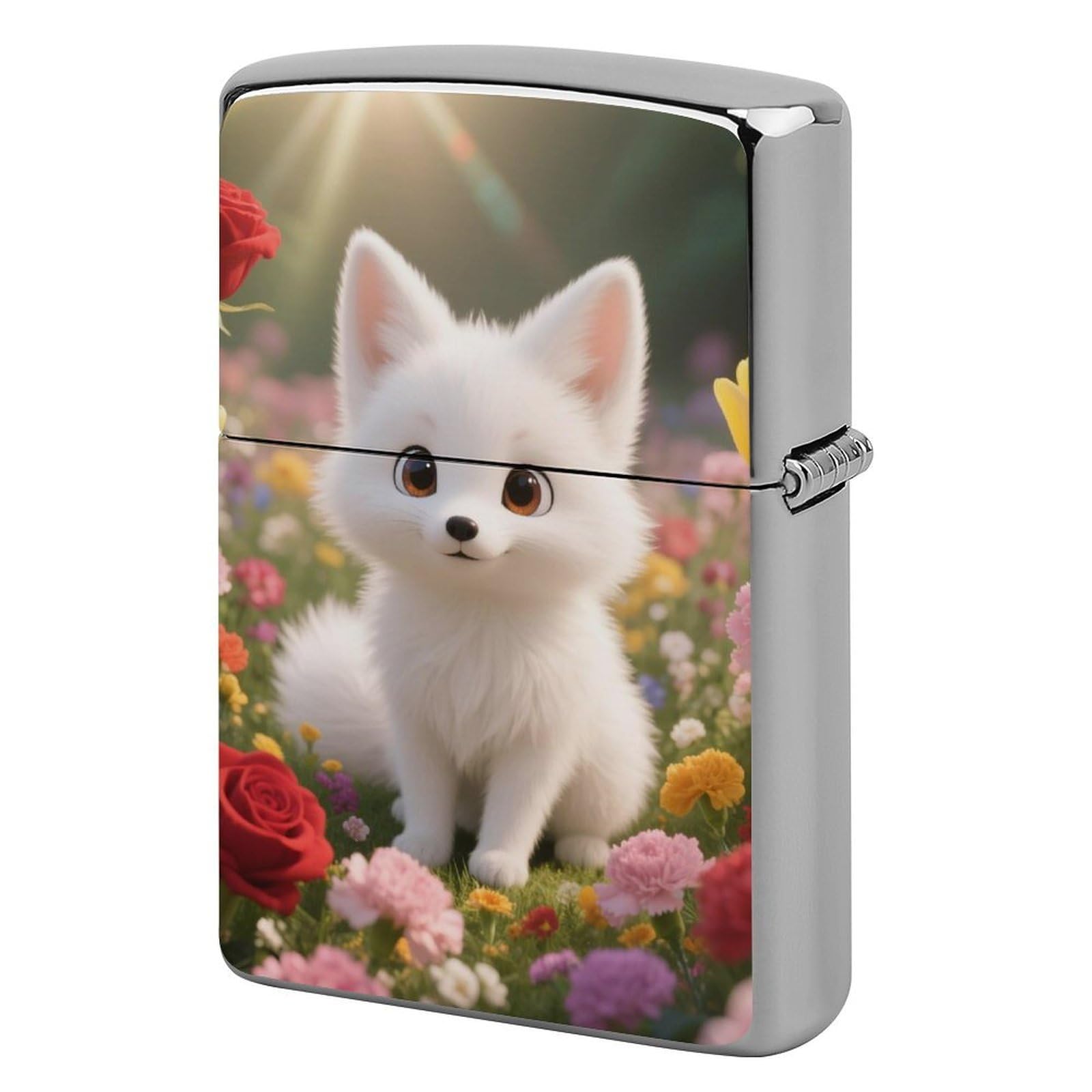 3D Fox Lighter Case Cover Vintage Metal Lighter Sleeve Reusable Lighter Protective Cover Decorative Lighter Holder Birthday Gifts for Men Women