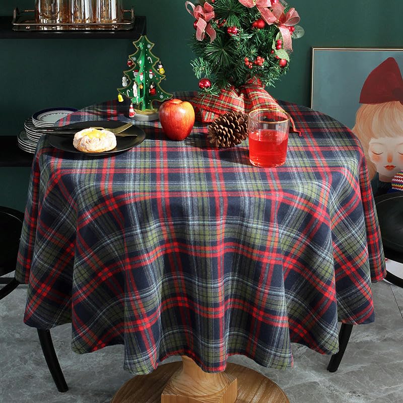 Nappe ronde en lin de coton KeuLen 120cm robuste pour petite table à manger circulaire