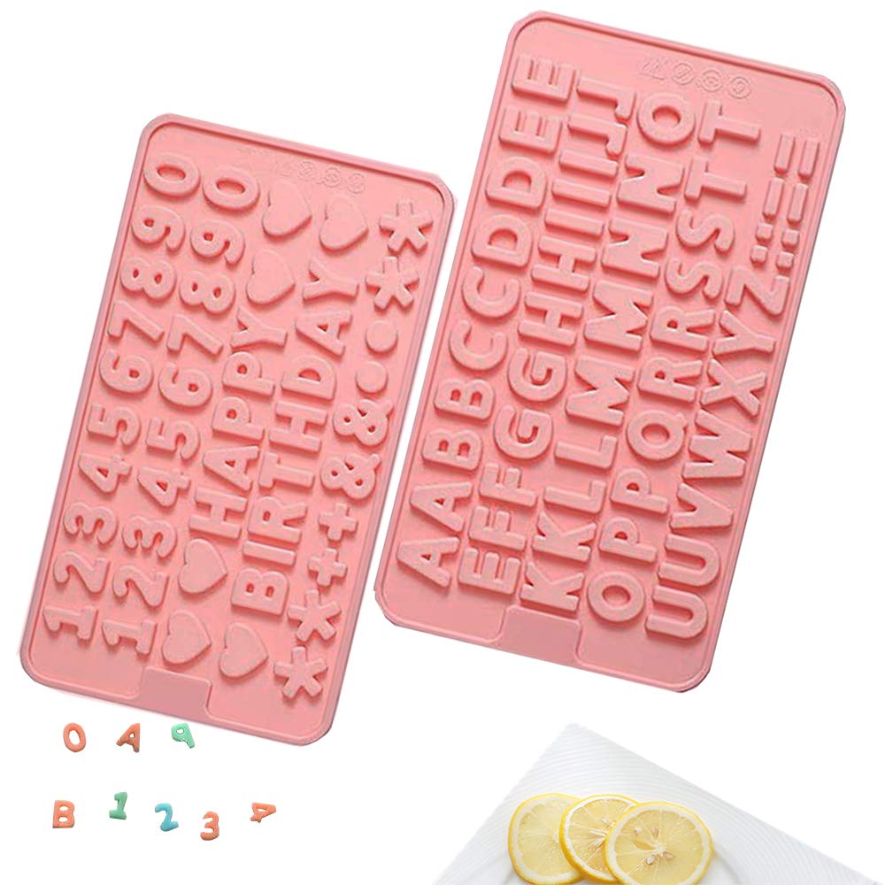 Silicone Chocolate Mold,Murong 26 Letters ,Happy Birthday,Silicone Letter Mold and Number Chocolate Molds,Symbols Mold Chocolate Decorating Silicone Tray (2pcs)