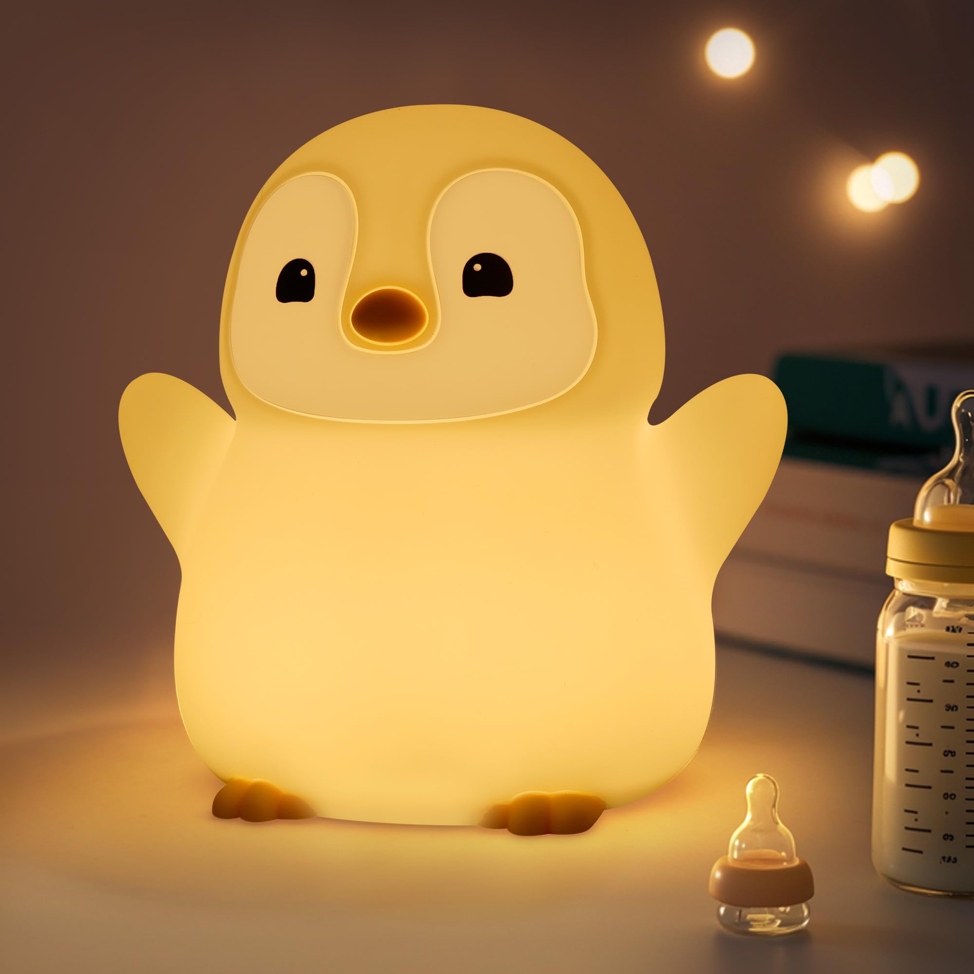 OkiyiD Pinguin Geschenke,Niedliches Pinguin Nachtlicht, Tierische Kinderzimmerlampe aus Silikon mit Dimm- und Timingfunktion, Niedliche Pinguin Deko-Leuchten