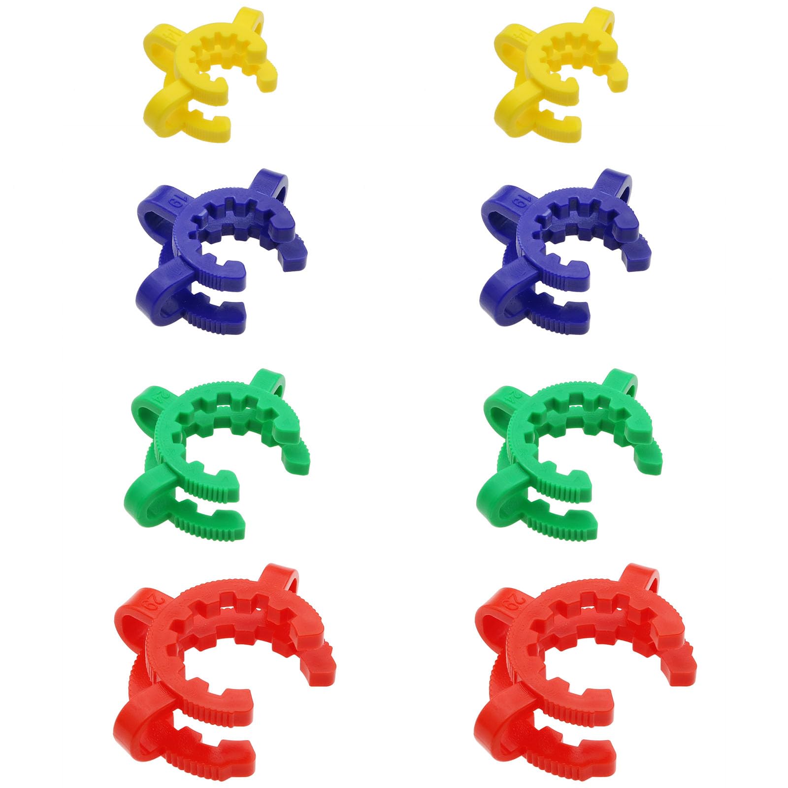 8 PCS Lab Keck Clips Plastic Joint Clips 14mm/19mm/24mm/29mm Keck Clip for Glass Standard Tapered Joint Clamp Floor Glass Joint (4 Colors Each 2)