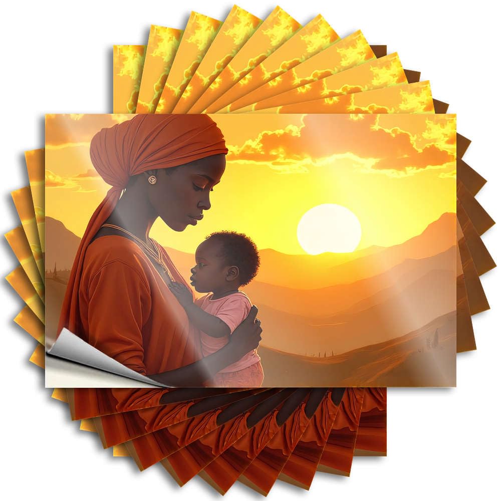 Vintage Bar Decor Tattoos Cover | A Woman Holds Her Child As They Gaze At The Sunset Affirmation Water Sticker Pack(8X12CM)