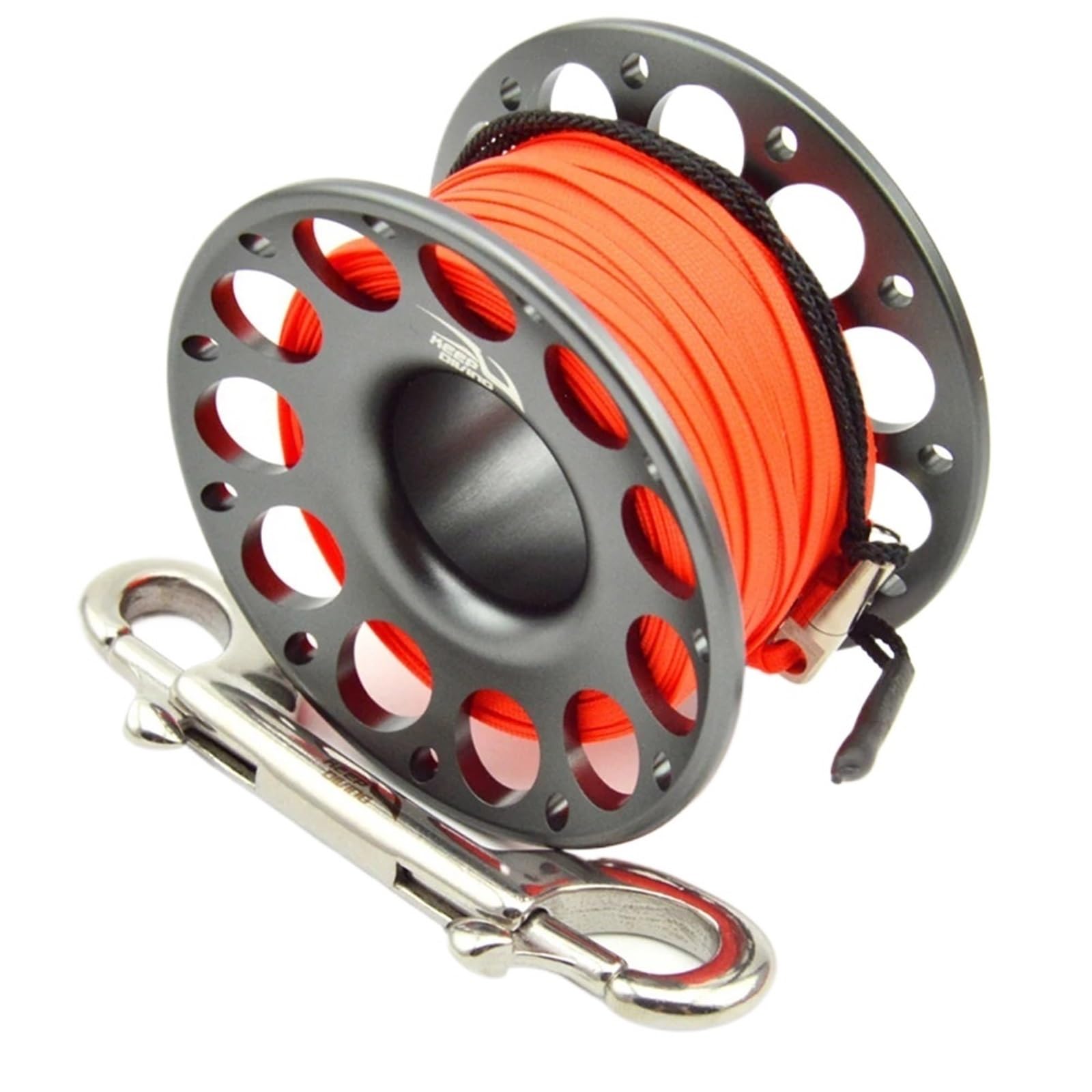 Dive Finger Reel, Scuba Diving Finger Spool 15m 30m Multicolor Aluminum Bolt Snap Hook(30m Grey)