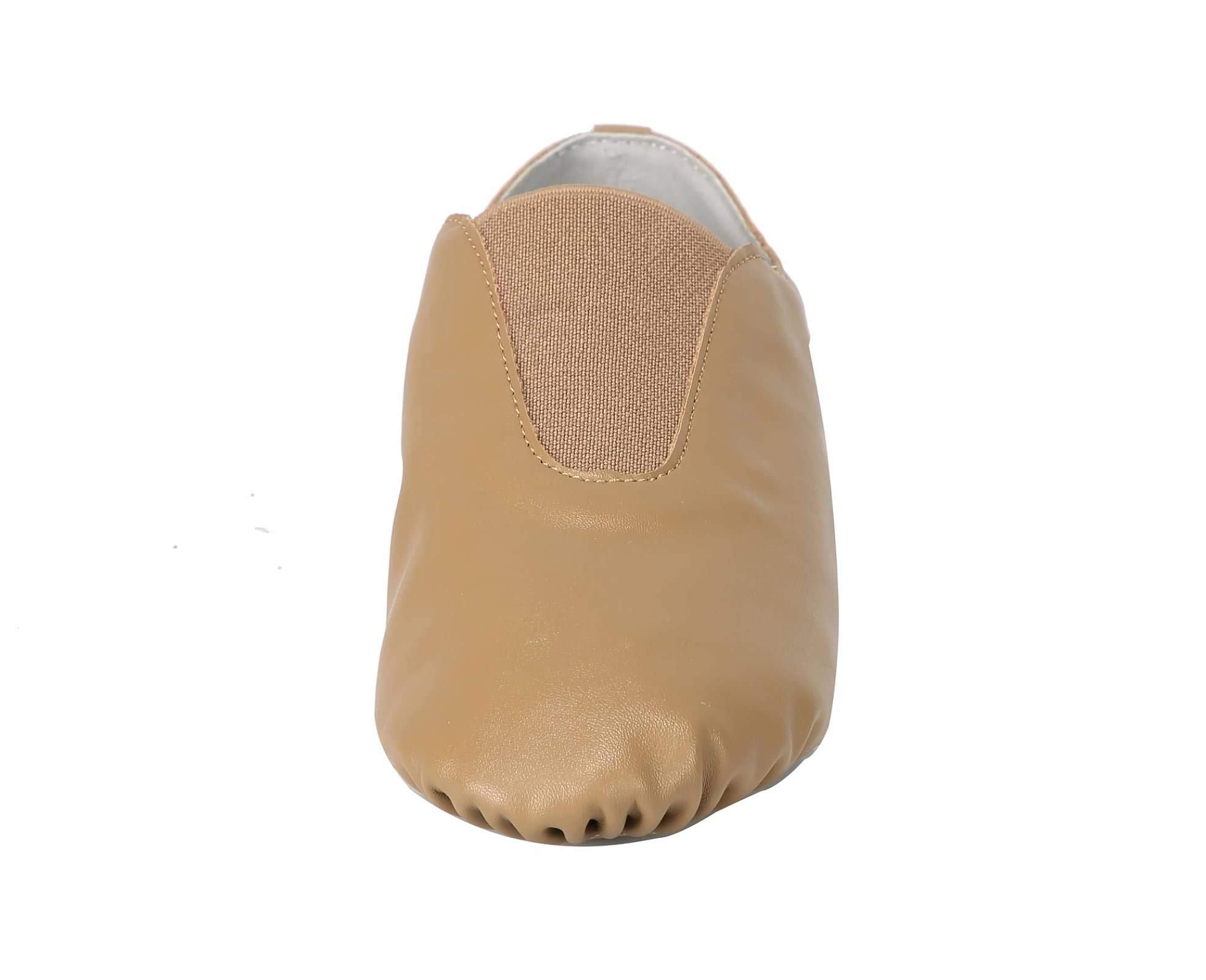 Linodes PU Leather Jazz Shoe Slip On Dance Shoes with Up Elastic for Girls and Boys (Toddler/Little Kid/Big Kid)-Brown-13M-Little Kid