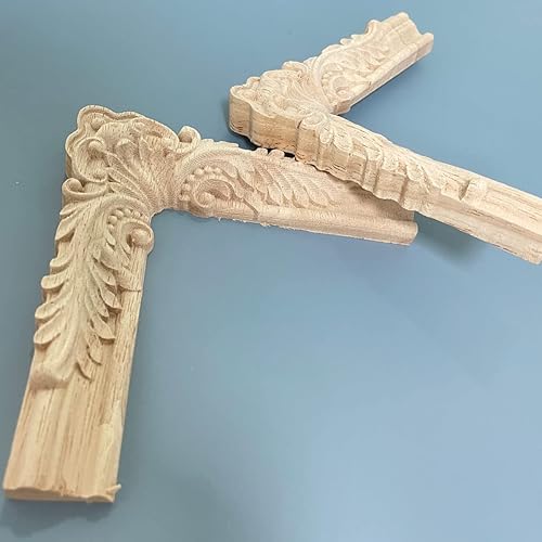 Miniatura 5 de 2 apliques de madera de 5.9 pulgadas redondos decorativos tallados en madera y onlays para muebles (redondo 1 5.9 pulgadas)