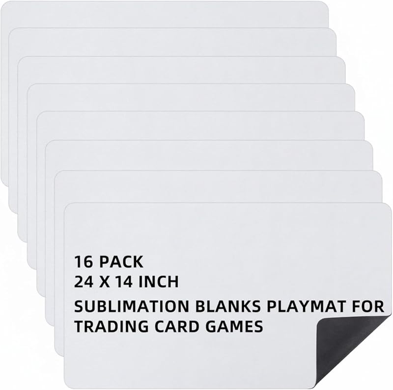 Yexiya 8 Pcs Card Game Mats 14 x 24 Inch Sublimation Blanks Playmat for Trading Board Game Smooth Rubber Playing Mat for Games, Mouse Pad (White)