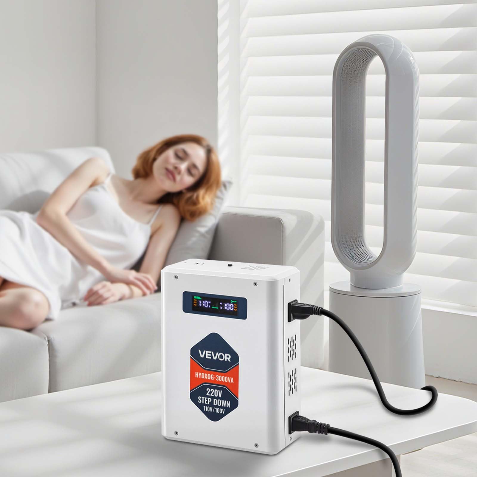 VEVOR Convertitore di Tensione Step-Down da 3000 VA, Trasformatore di Potenza per Impieghi Gravosi da 220 V a 110 V con 2 Prese USA, Uscita USB, Display LCD, Protezione della Temperatura