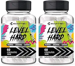 2x Pré Treino Level Hard Cafeina Taurina Arginina 500Mg 120 Cápsulas - Ecomev
