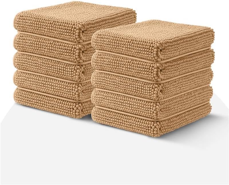 Hafaa Beige Bath Mat Non Slip Anti Mould – (10 Pack) 60x90 cm Chenille Bathroom Mat