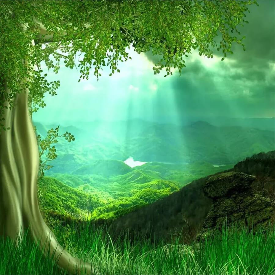 Tapisserie murales arbre vert 3D pour fond d'écran TV moderne