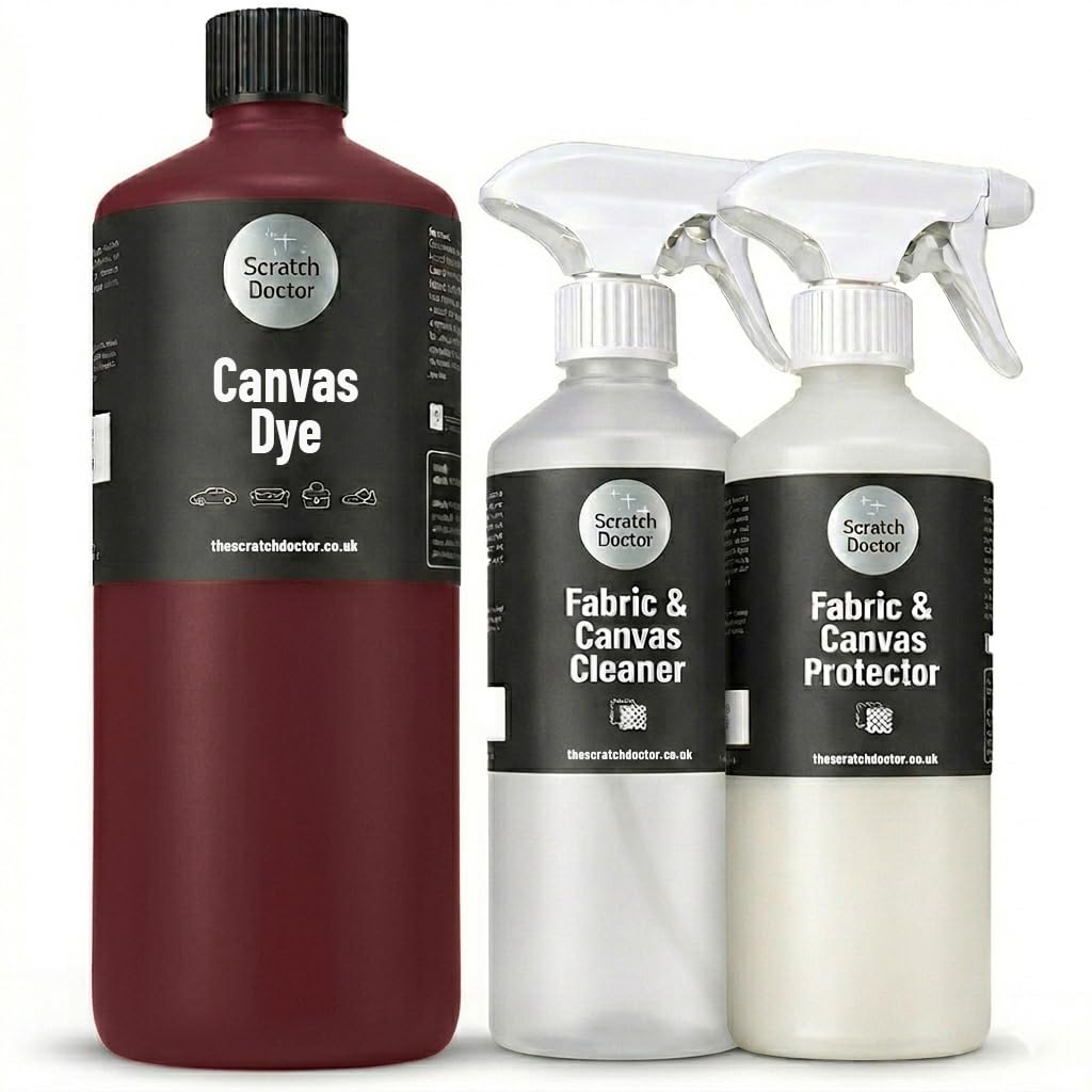 Scratch Doctor Canvas Dye Kit Restore Faded Colour on Convertible Car, Boat Roof, Awning & Soft Top (Red, 1000ml)