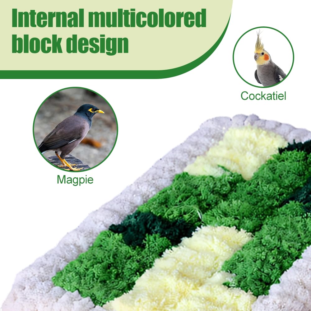 MiOYOOW Cama de jaula para pájaros, nido colorido para dormir, hamaca colgante cálida para pájaros, marco de acero inoxidable 304 integrado para plataforma de pie de invierno, suministros de jaula de