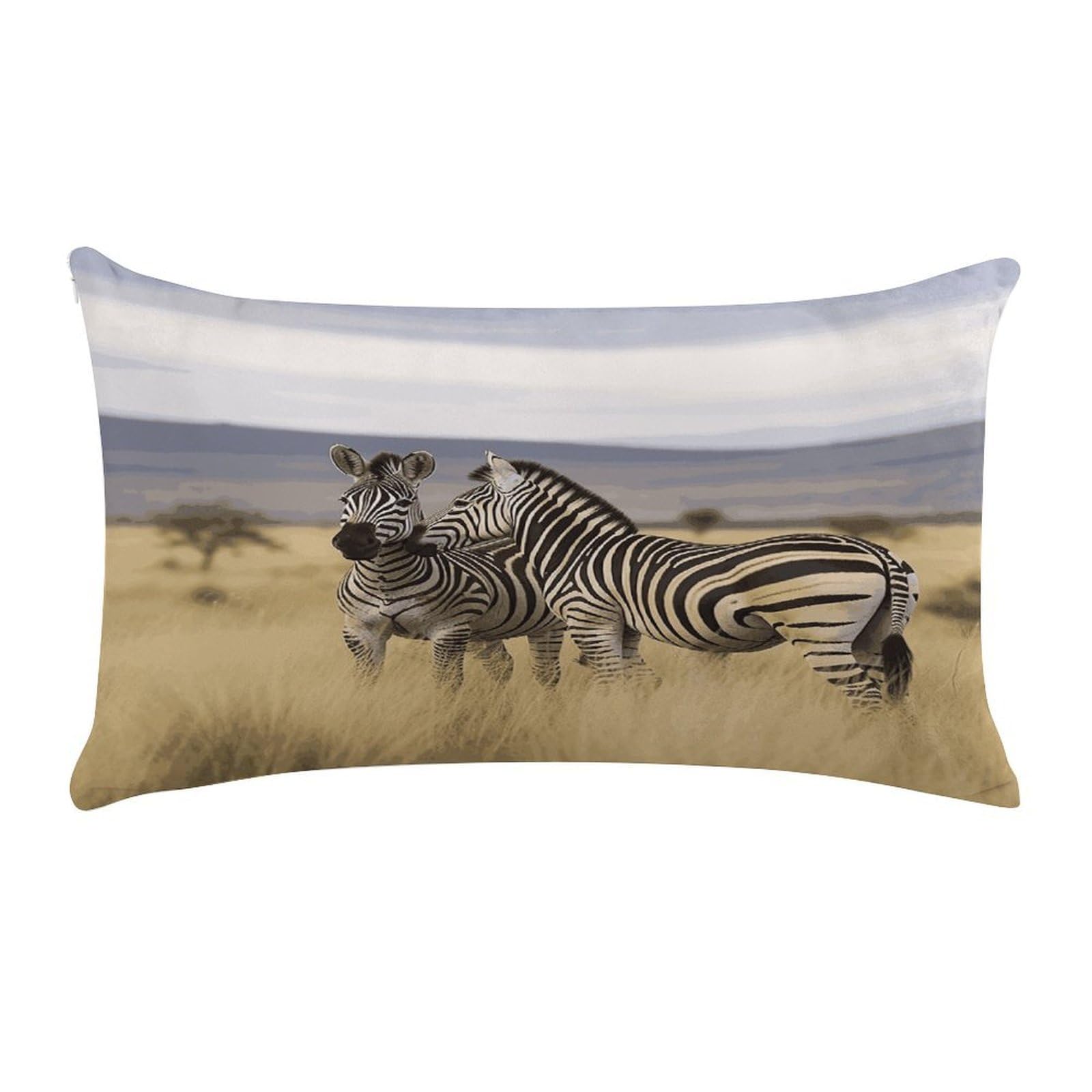 FekiLoot Zebras on South Africa Throw Pillow Covers Short Plush Rectangular Pillowcase with Zipper Cozy Cushion Cases Ultra Soft Lumbar Pillow Shells for Chair Sofa Home Decor 12" X 20"