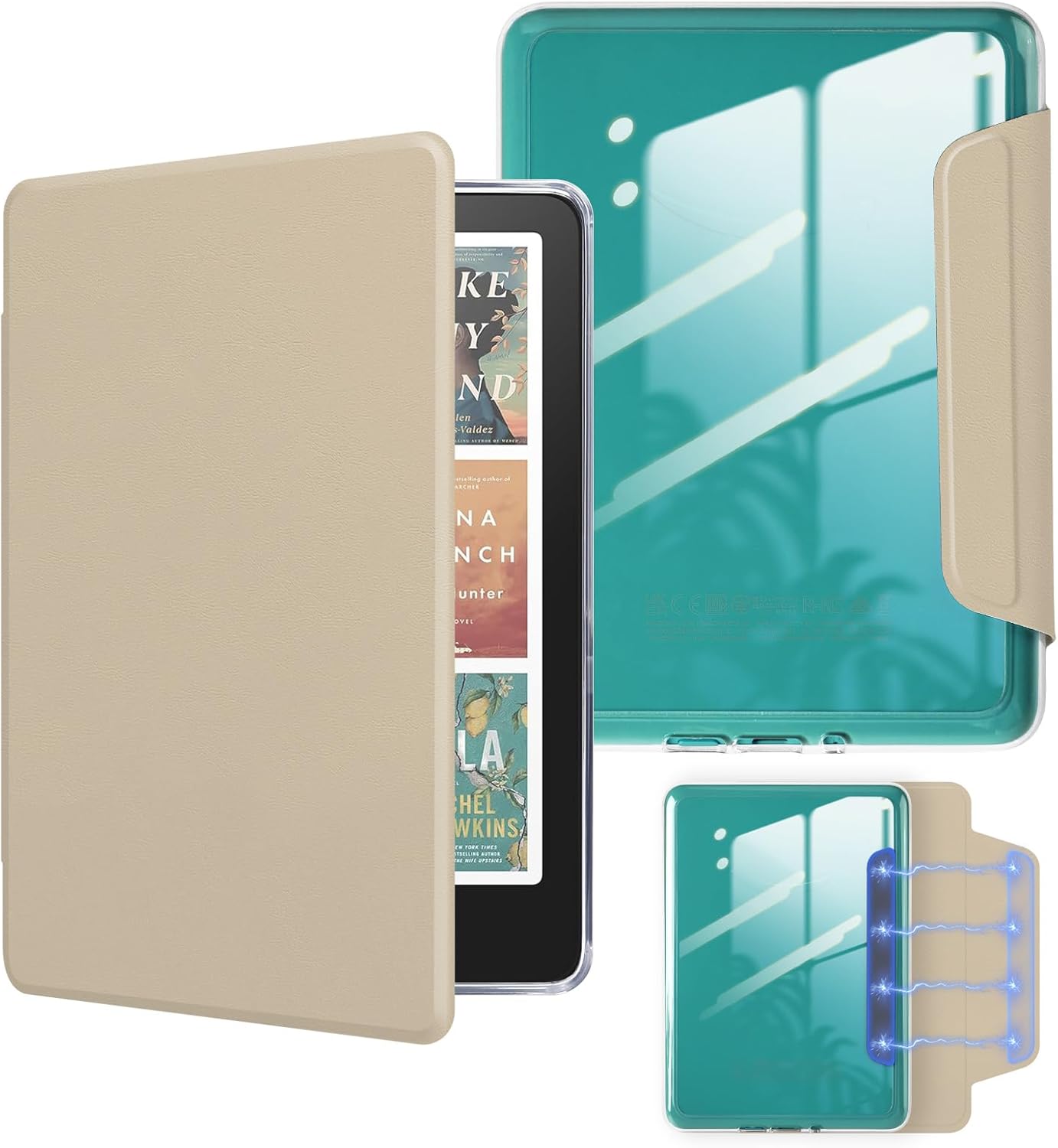 Detachable Magnetic Case for All-New 7" Kindle Paperwhite 12th Gen 2024&Kindle Colorsoft 2025, PU Leather Cover and Transparent Hard Back Shell with Auto Sleep/Wake,Light Coffee