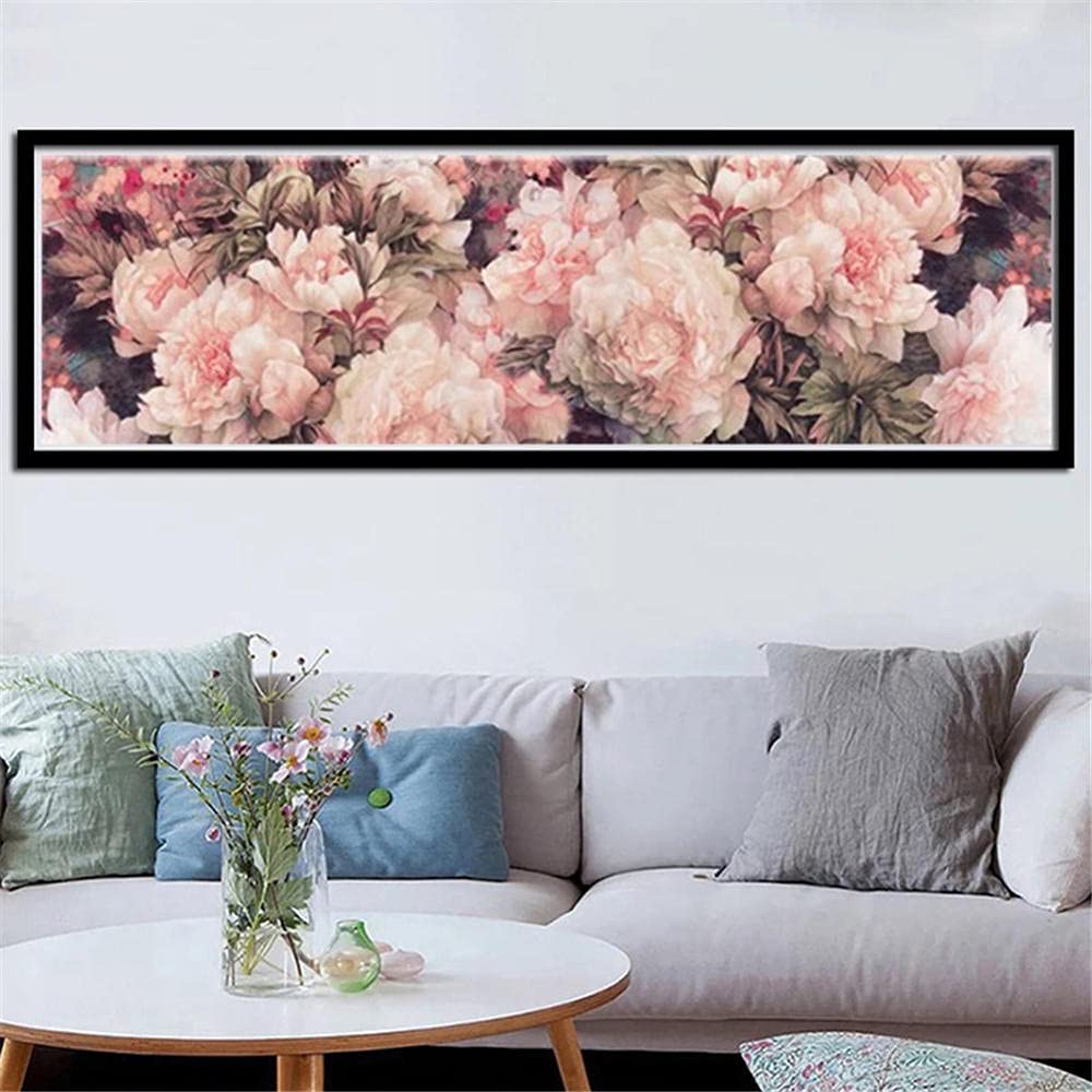 bfzhh Kit di Pittura Diamante 5D Fai da Te Mos Ricamo Punto Croce Peonia Rosa Vaso Immagine Ricamo Completo Decorazione Murale 50X60Cm