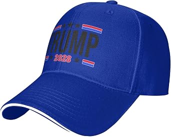 Tru-m-p 2028 Vintage Cotton Dad Hat Adjustable Baseball Cap Trendy Trucker Hat for Mens Headwear Blue