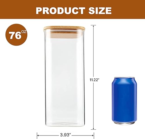 Miniatura 4 de Tarros de vidrio para almacenamiento de alimentos de 76 onzas, juego de 3, recipientes de almacenamiento de vidrio transparente para alimentos con
