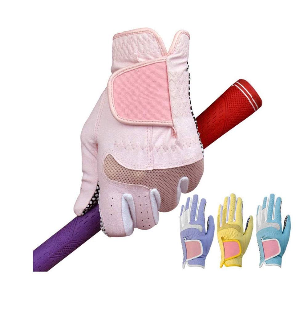 Guantes de Golf para Mujeres Damas Softanti-Slip Partículas cómodas Accesorios Transpirables Transpirables para Guantes Antideslizantes 1 par (Color : Pink, Size : 21)