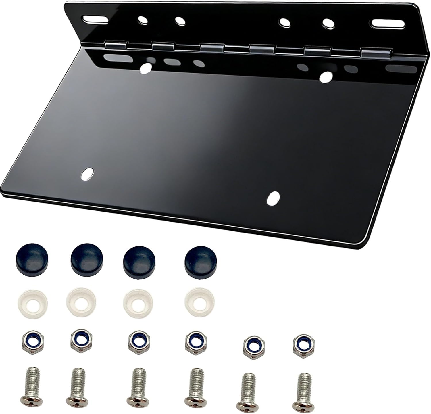 TDPRMOTO 10511 Heavy-Duty Chrome Angled License Plate Holder with Adjustable Hinge, Steel Construction for Truck/Trailer/Semi Truck/Classic Car – (304 Stainless Steel) (black-1pack)