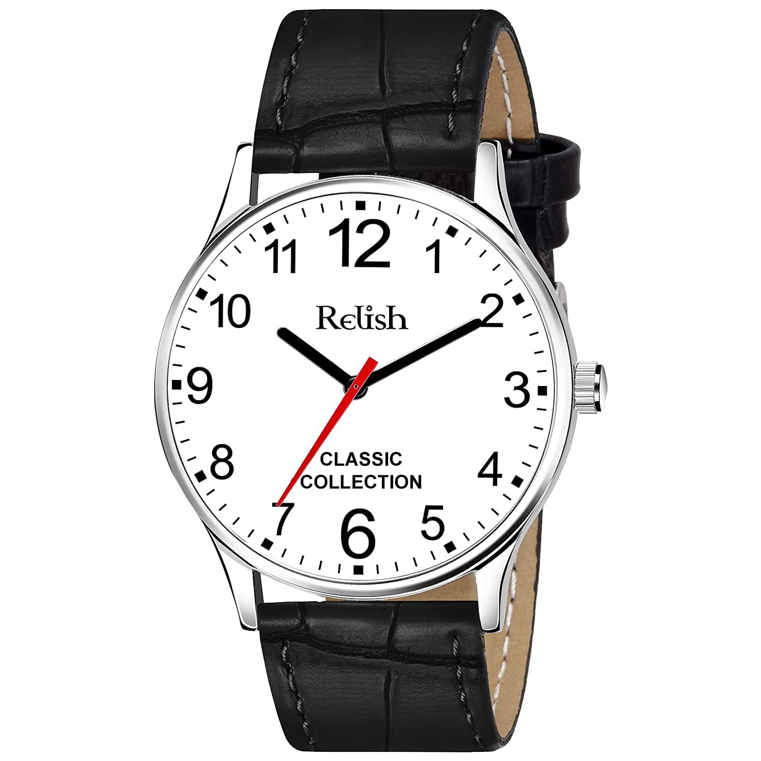 Relish Casual Analog Black Dial Mens Leather Strap Watch (Brown) (Black) (B0B4GF61M9) Amazon Price History, Amazon Price Tracker