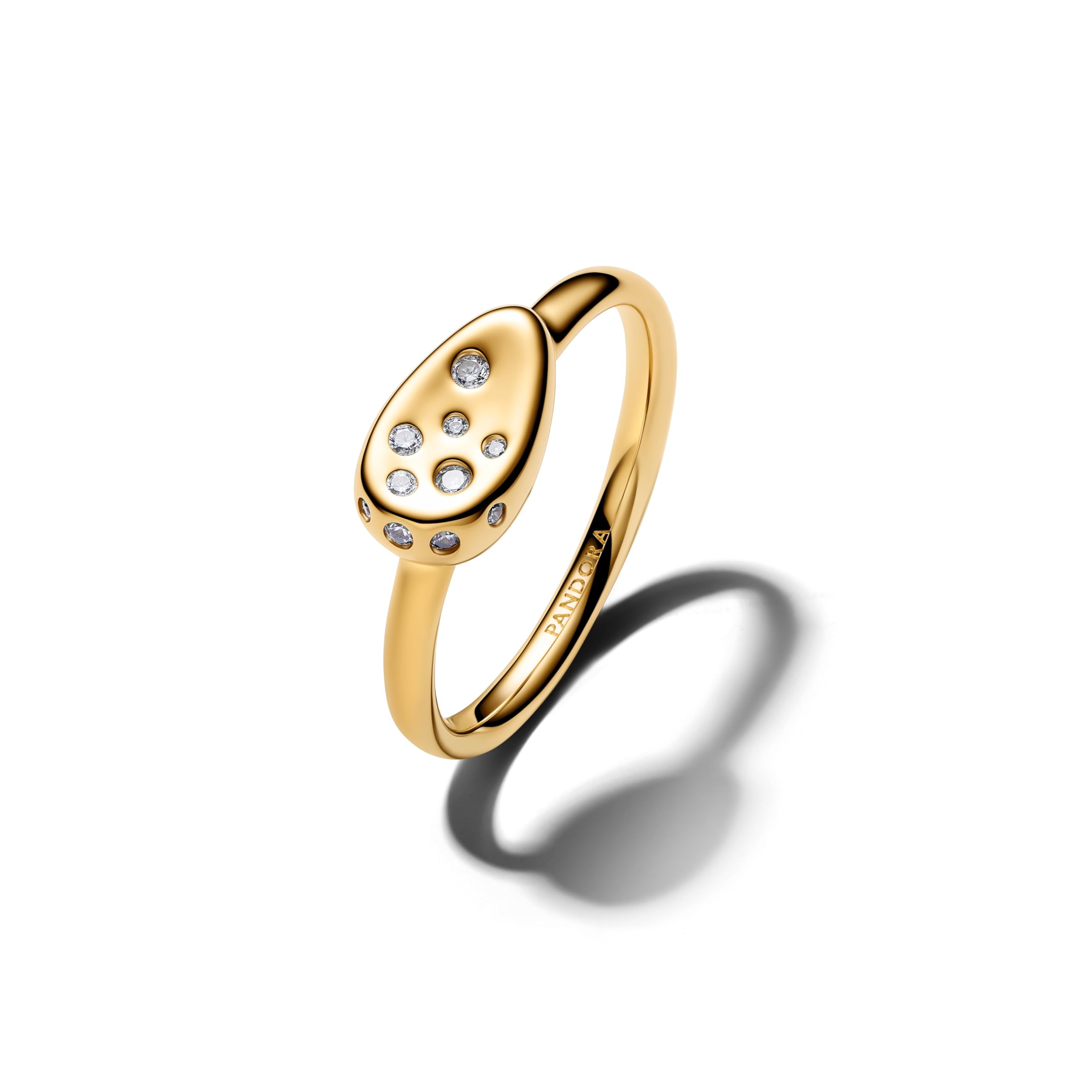 PANDORA Damen-Siegelring, oval, mit goldfarbenen Zirkoniasteinen
