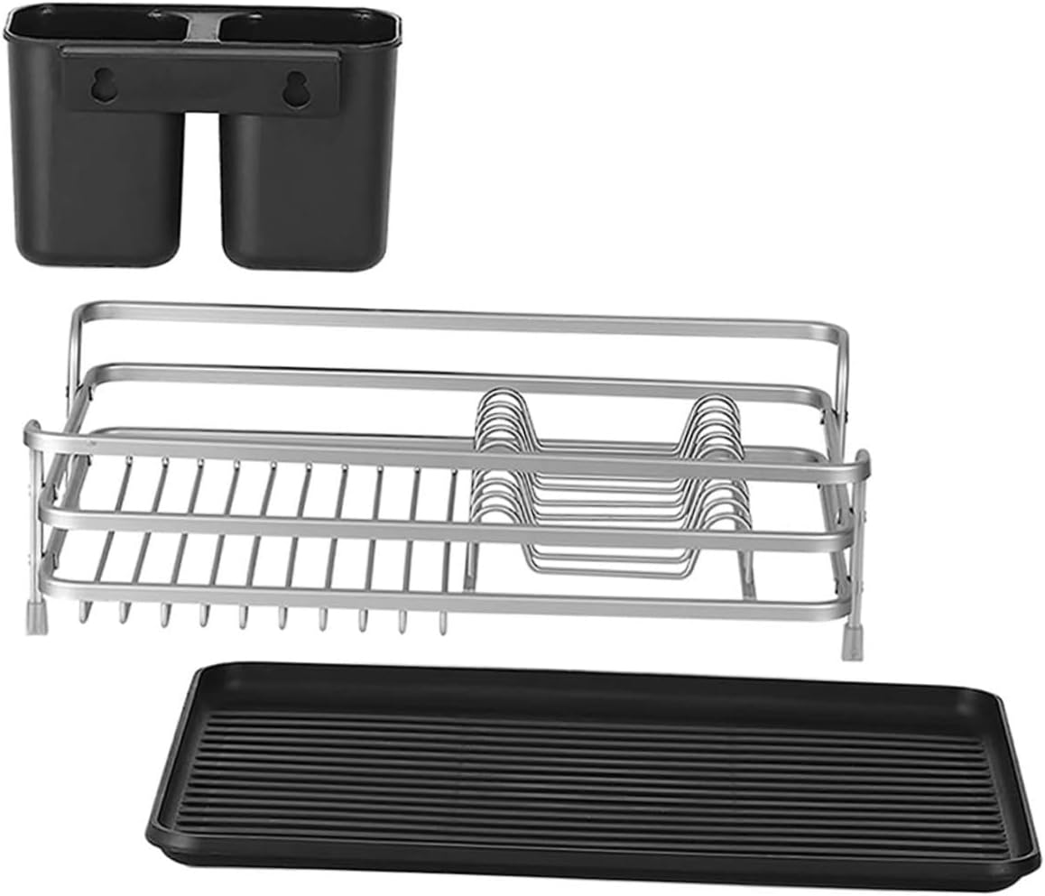 BESTOYARD Dish Drying Rack Over Sink Silver Stainless Steel Drying Rack for Dishes with Removable Cutlery Holder Kitchen Sink Drainer for Household Use