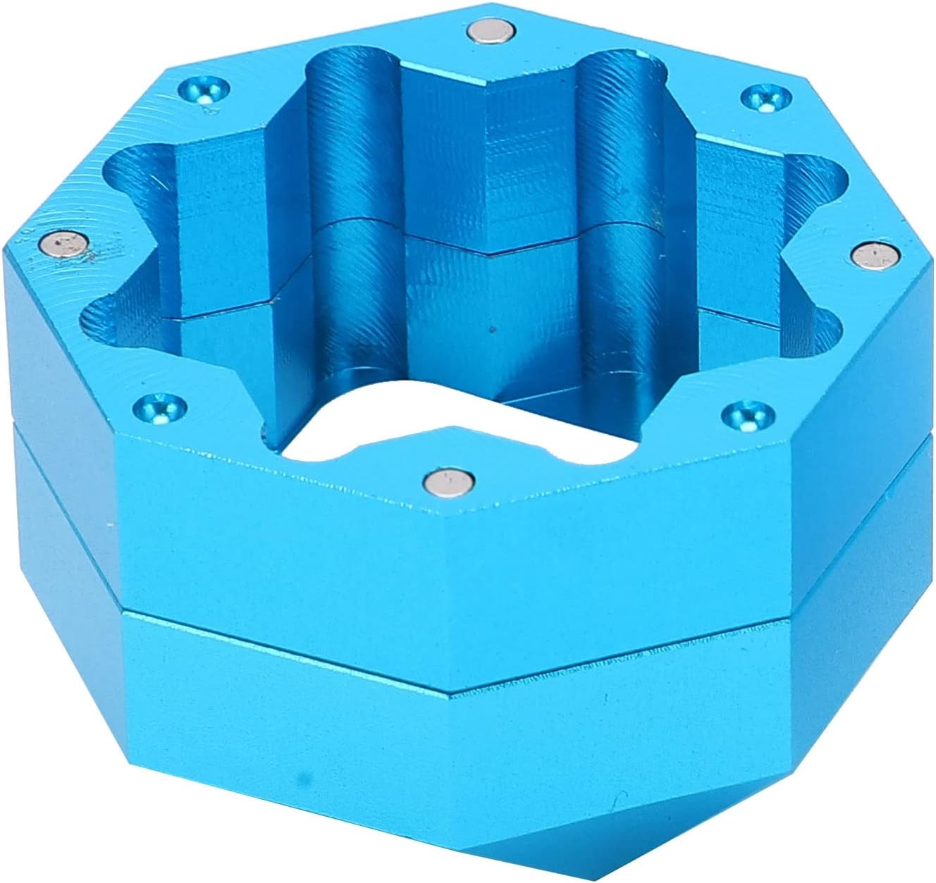 Billiard Chalk Holder, Magnetic Billiard Pool Cue Chalk Box, Portable Octagon Three Layer Cue Tip Carrier Case, Pool Table Accessory for Billiards Accuracy Shots (Blue)