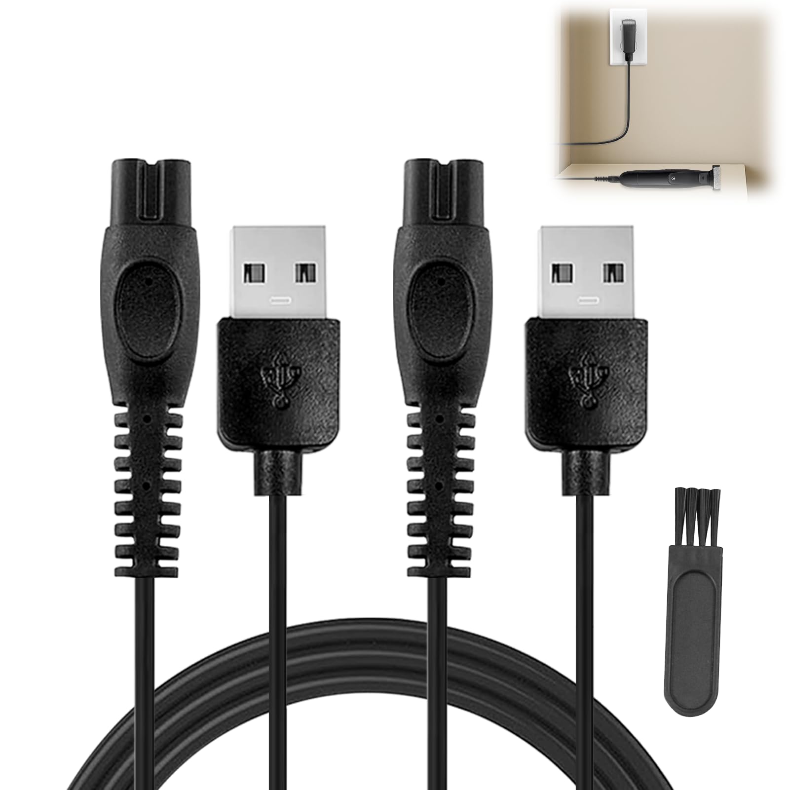 2 paquetes de 5 V cargador QP2724 QP2834 USB cable de carga para afeitadora One Blad QP1324 QP2824 QP4530 QP4631 MG5910 MG7910 MG7930 MG7950 X3001 MG9510 MG9510 MG9510 MG9550 20 x 5 006 Shaver