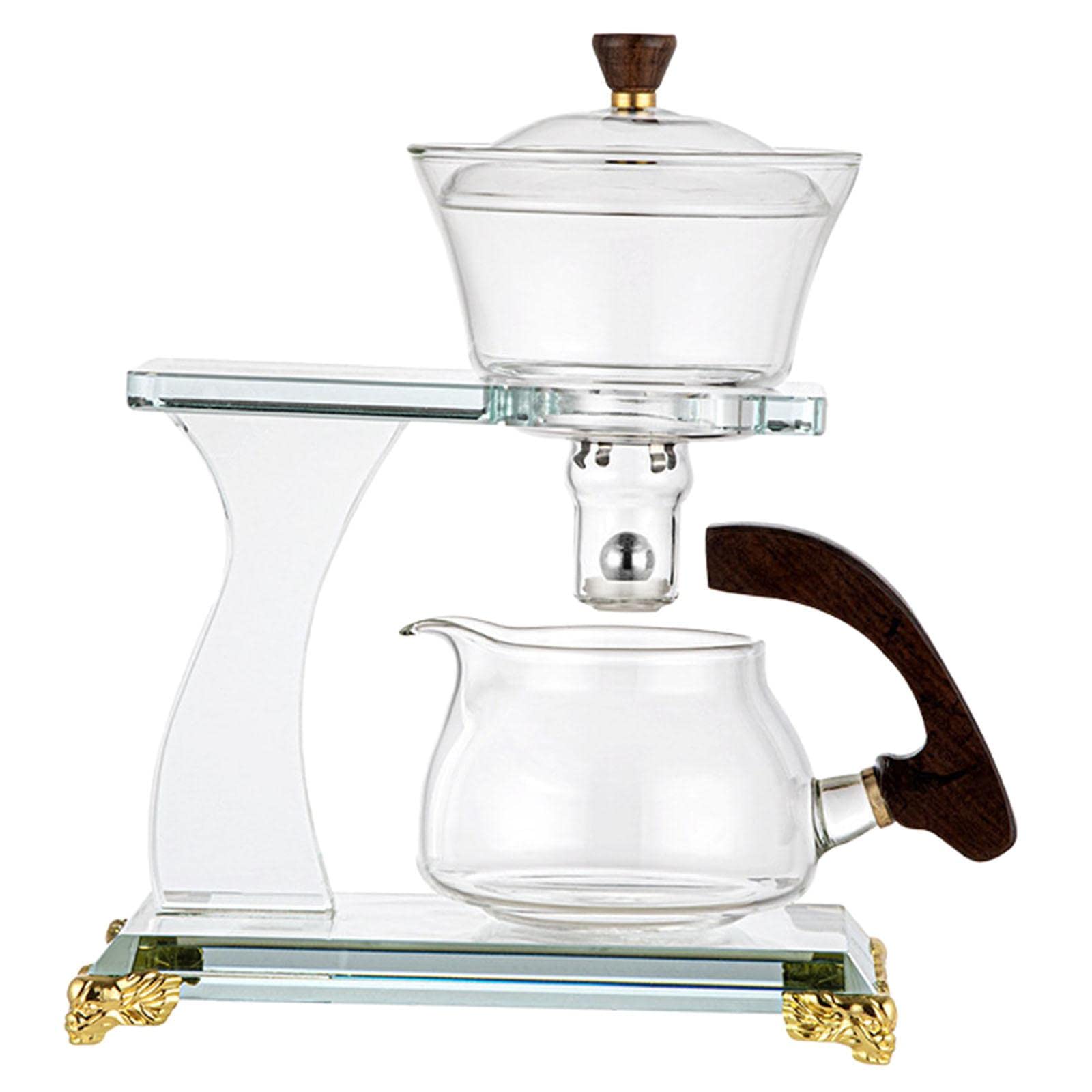 vfdaSWQQ Tea set, Semi-Automatic Tea Set Magnetic Water Diversion Teapot Heat-Resistant Glass Making Pot